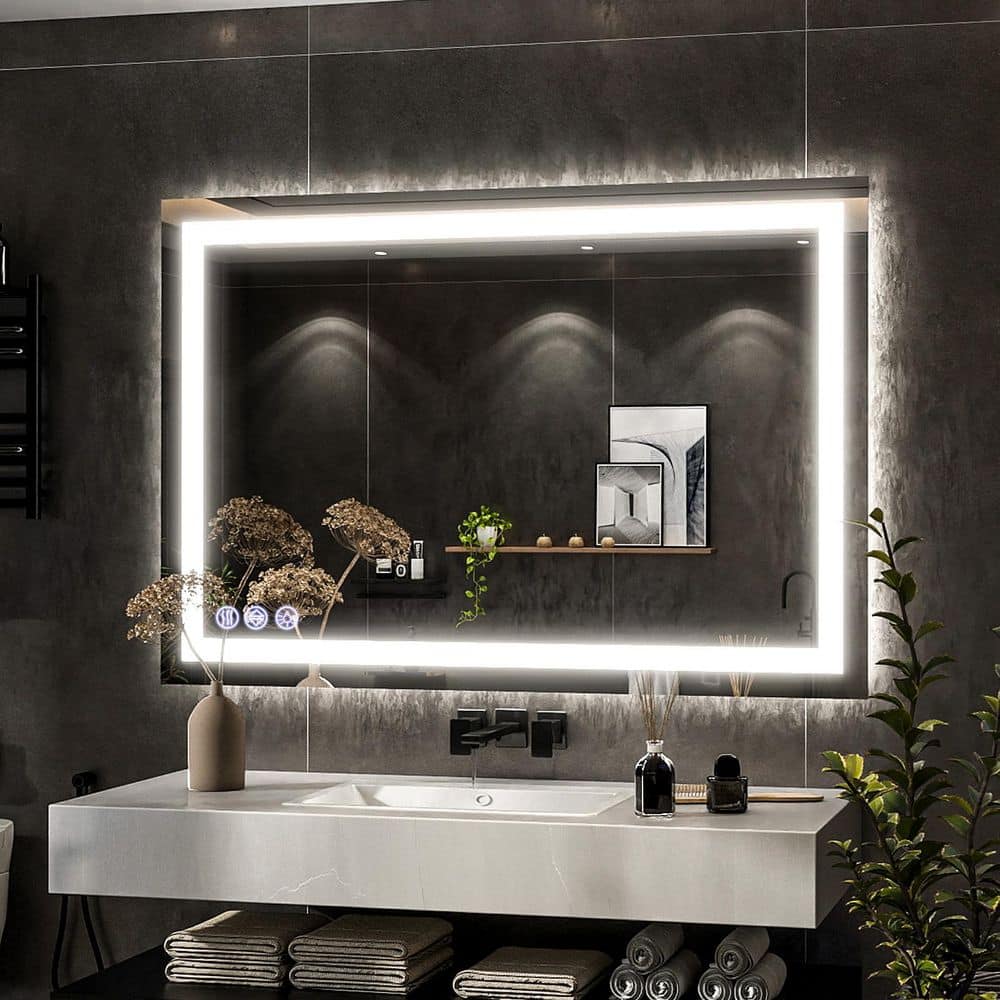 47.6 in. W x 31.5 in. H Rectangular LED Light Anti-Fog Frameless Wall Bathroom Vanity Mirror price history on PriceWatchPro