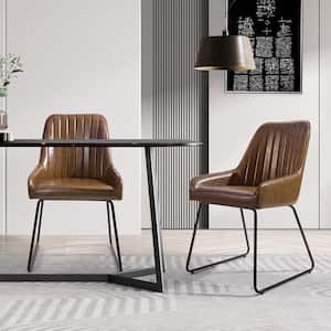 Duke Brown Faux Leather Upholstered Side Dining Chairs(Set of 2)