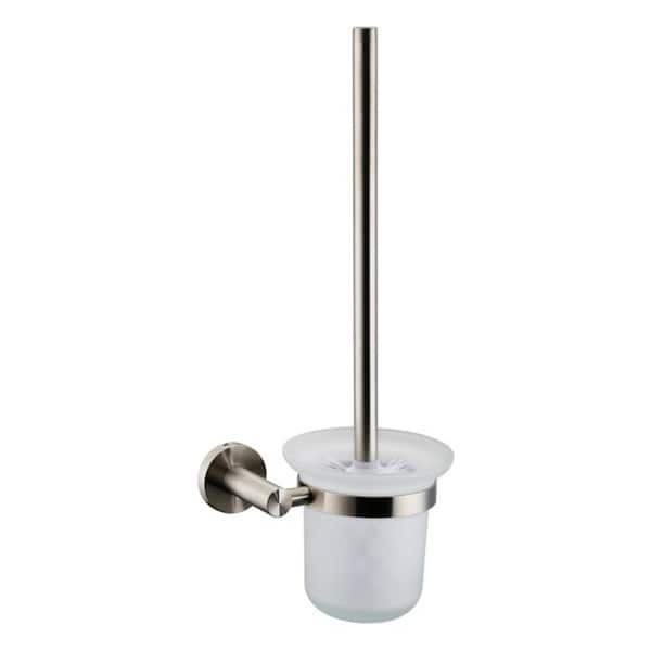 Lexora Bagno Nera Stainless Steel Toilet Brush and Holder in Satin Nickel