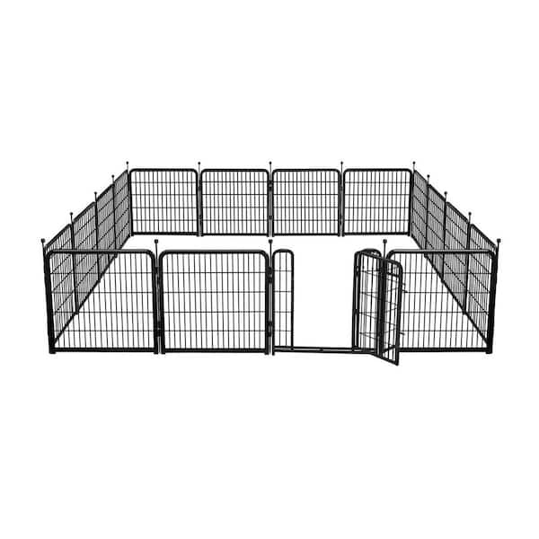 FAWEY TRED INC 48 in. Metal Garden Fence with Gate, 8-Panels Total 17.7 ft. (L) Heavy Duty Iron Animal Barrier Fence
