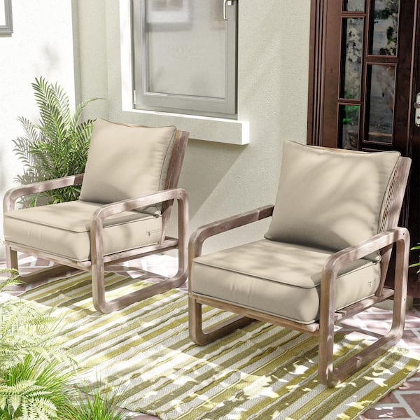 24 in. x 24 in. x 5 in. Square Outdoor Deep Seating Cushion Set Seat and Back Cushion for Chair and Sofa Cream