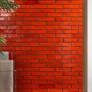 Orion Orange 1.96 in. x 7.87 in. Glazed Terracotta Clay Subway Wall Tile (5.38 Sq. Ft./Case)