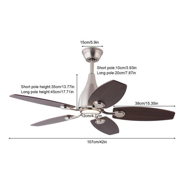 OUKANING 42 in. Indoor Silver and Dark Brown Modern 6-Speed