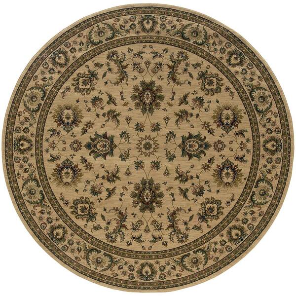 AVERLEY HOME Alyssa Ivory/Green 6 ft. x 6 ft. Round Traditional Area ...