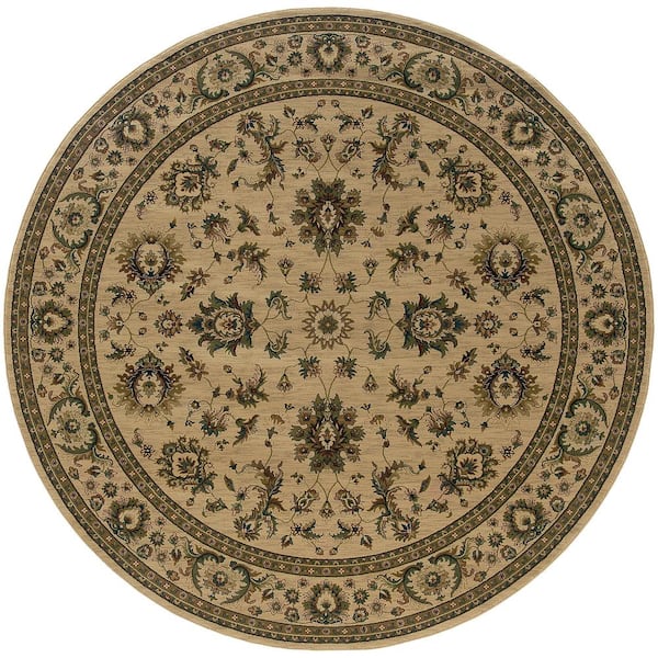 AVERLEY HOME Alyssa Ivory/Green 8 ft. x 8 ft. Round Traditional Area Rug