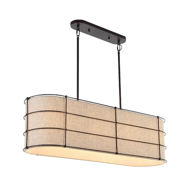 Chadwick 42 in. 4-Light Rustic Farmhouse Iron Linear LED Pendant, Oil Rubbed Bronze