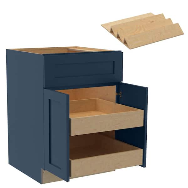 Home Decorators Collection Newport 24 in. W x 24 in. D x 34.5 in. H Assembled Plywood Base Kitchen Cabinet in Mythic Blue with 2ROT Spice Soft Cls