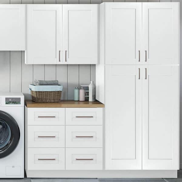 Richmond Verona White 34.5 in. H x 18 in. W x 24 in. D Plywood Laundry Room Drawer Base Cabinet with 0 Shelves