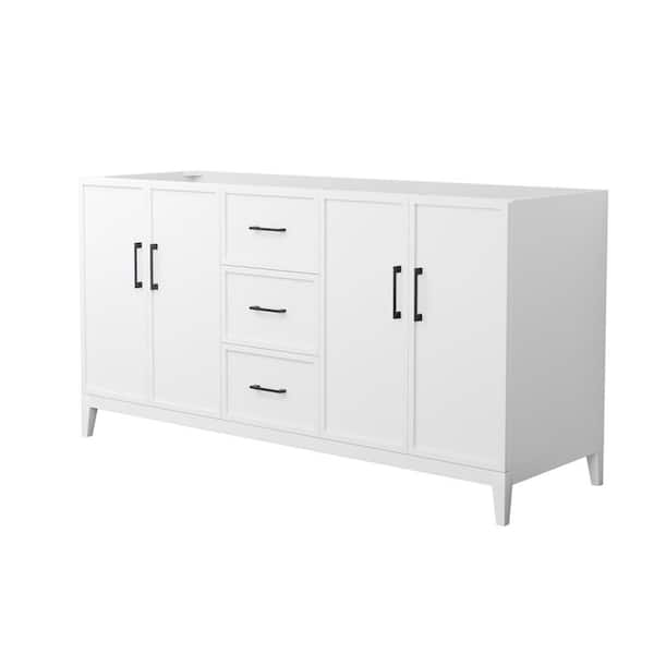 Elan 65 in. W x 21.5 in. D x 34.25 in. H Double Bath Vanity Cabinet without Top in White with Matte Black Trim