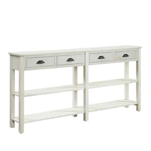 Laughlin 72 in. Cream Standard Rectangle Wood Console Table with Drawers