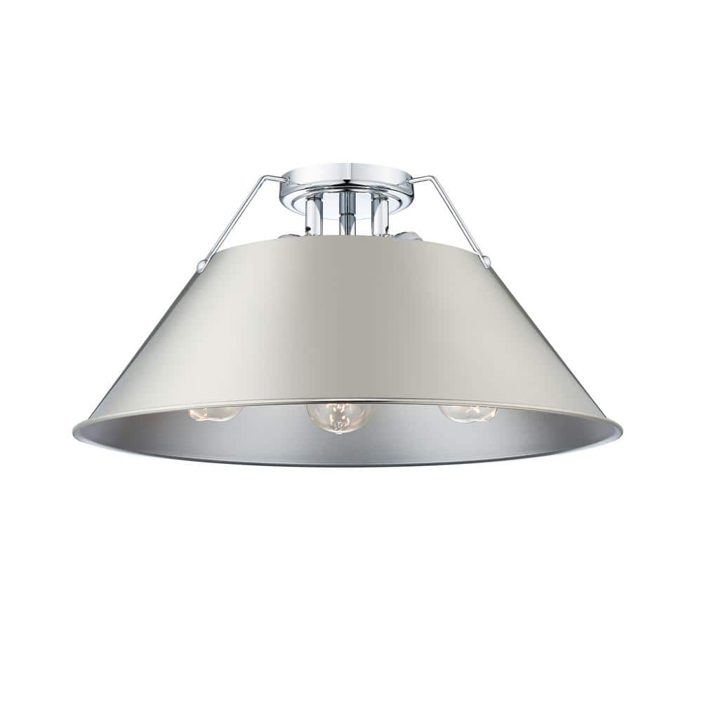 Orwell 18.75 in. 3-Light Chrome and Pewter Flush Mount price history on PriceWatchPro