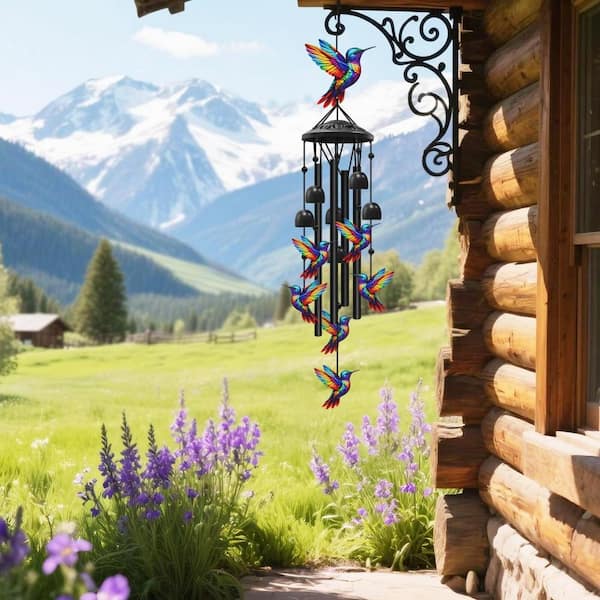 35 in. Metal Hummingbird Wind Chime for Outside HPFKTF2XGH - The