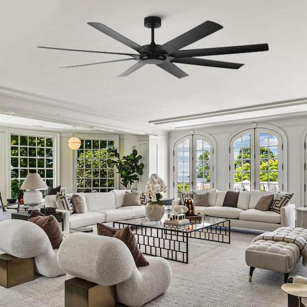 Aerolume 72 in. Indoor Matte Black Downrod Standard Modern Ceiling Fan without Light Included Remote Control