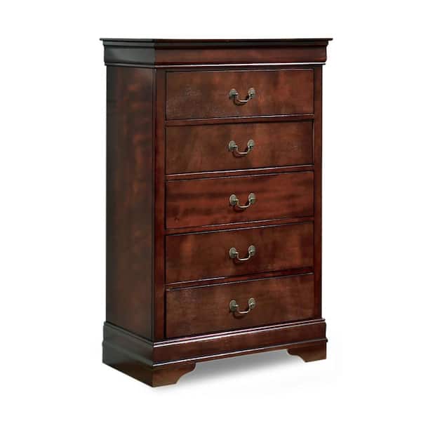 Deyr Molding Brown 5-Drawer 31.5 in. Tall Dresser Without Mirror
