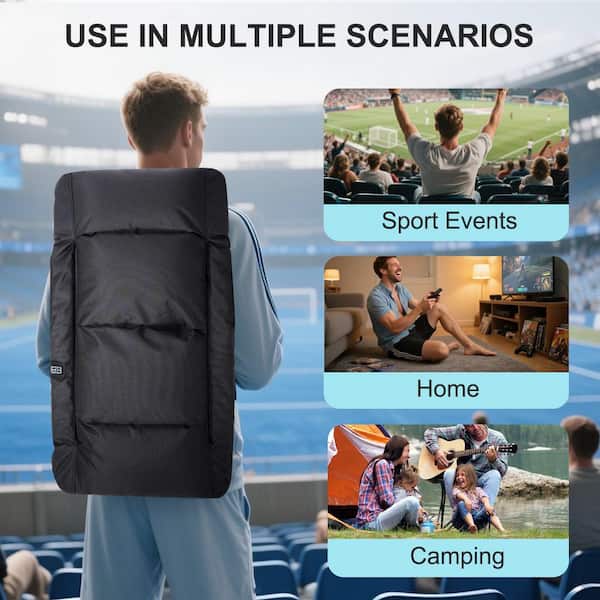 Heated Stadium Seat Bleacher Seat with Back and Wide Cushion 25 in. W Portable 6-Bleacher Seat Foldable Stadium Chair