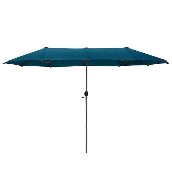 PHI VILLA 13 ft. Market Patio Umbrella 2-Side in Lyons Blue