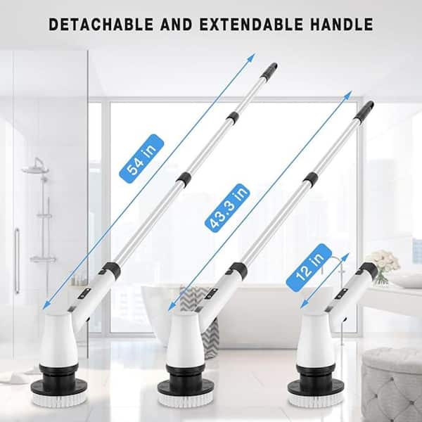 Electric Spin Scrubber Cordless Cleaning Brush with 7 Replaceable Brush Heads and Extendable Handle, Floor Sweeper