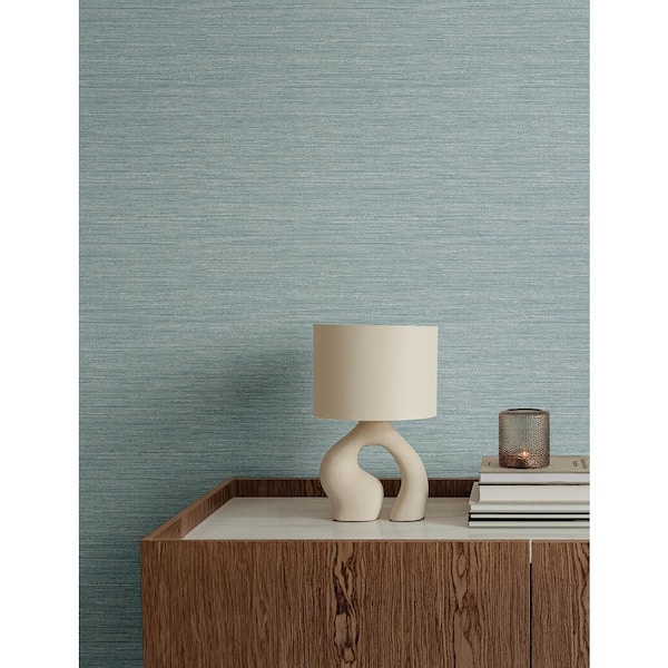 Sheehan Light Blue Faux Grasscloth Wallpaper Sample