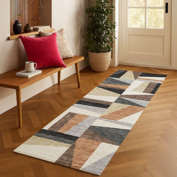 Chantille Machine Washable Indoor/Outdoor Abstract ACN2327 Gray 2 ft. 3 in. x 7 ft. 6 in. Runner Rug