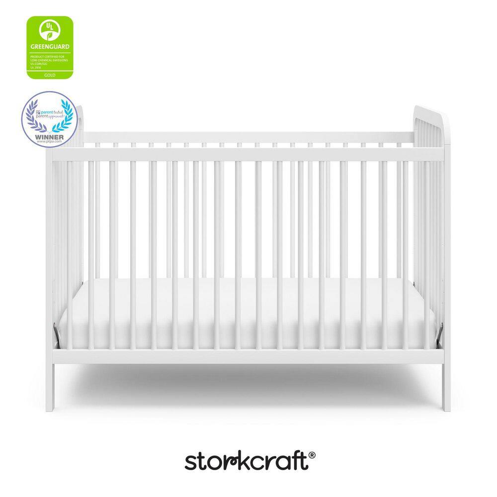 White Pine Wood 3-in-1 Convertible Crib with Adjustable Height
