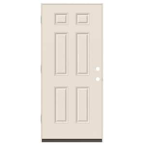30 in. x 80 in. Right-Hand Inswing 6-Panel Primed 20 Minute Fire Rated Steel Prehung Front Door with Brickmould