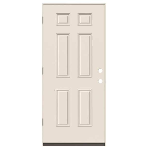 36 in. x 80 in. Right-Hand Inswing 6-Panel Primed 20 Minute Fire Rated Steel Prehung Front Door with Brickmould