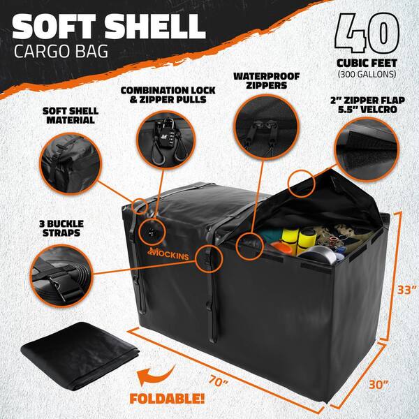 Mockins 70 in. x 30 in. x 6 in. Foldable Hitch Cargo Carrier with 500 lbs. Capacity - Includes 40 cu. ft. Waterproof Cargo Bag