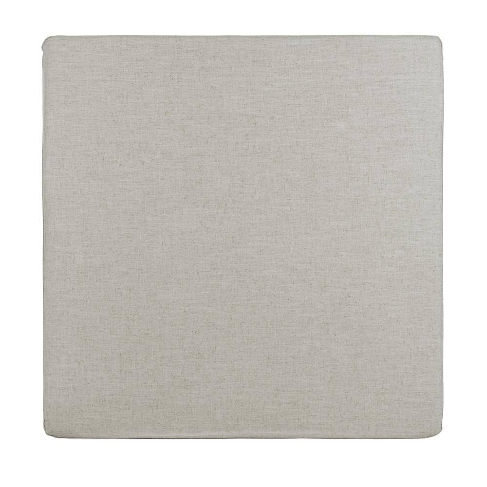 Lux Grey Linen 36" Square Ottoman with Brass Legs