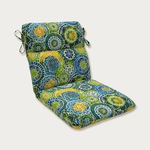 Medallion Outdoor/Indoor 21 in. W x 3 in. H Deep Seat, 1 Piece Chair Cushion with Round Corners in Blue/Green Omnia