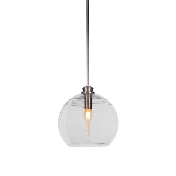 Unbranded Melbourne 60-Watt 1-Light Brushed Nickel Shaded Mini Pendant Light with Glass Shade