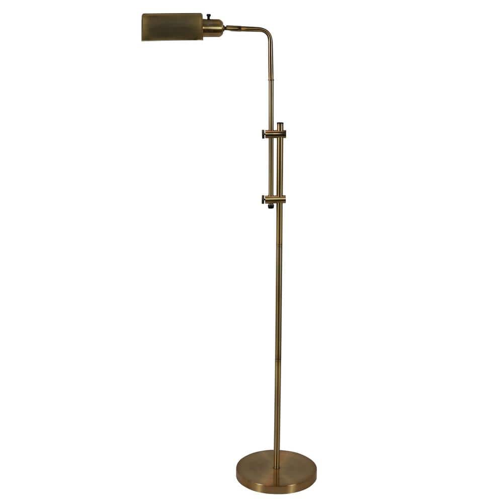 Decor Therapy Pharmacy 60.5 in. Adjustable Brass Floor Lamp with Shade
