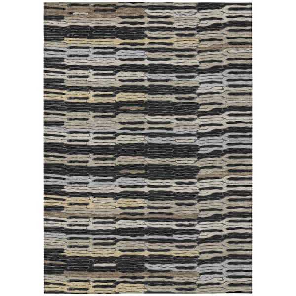 Chantille Machine Washable Indoor/Outdoor Abstract ACN3114 Black 9 ft. x 12 ft. Area Rug
