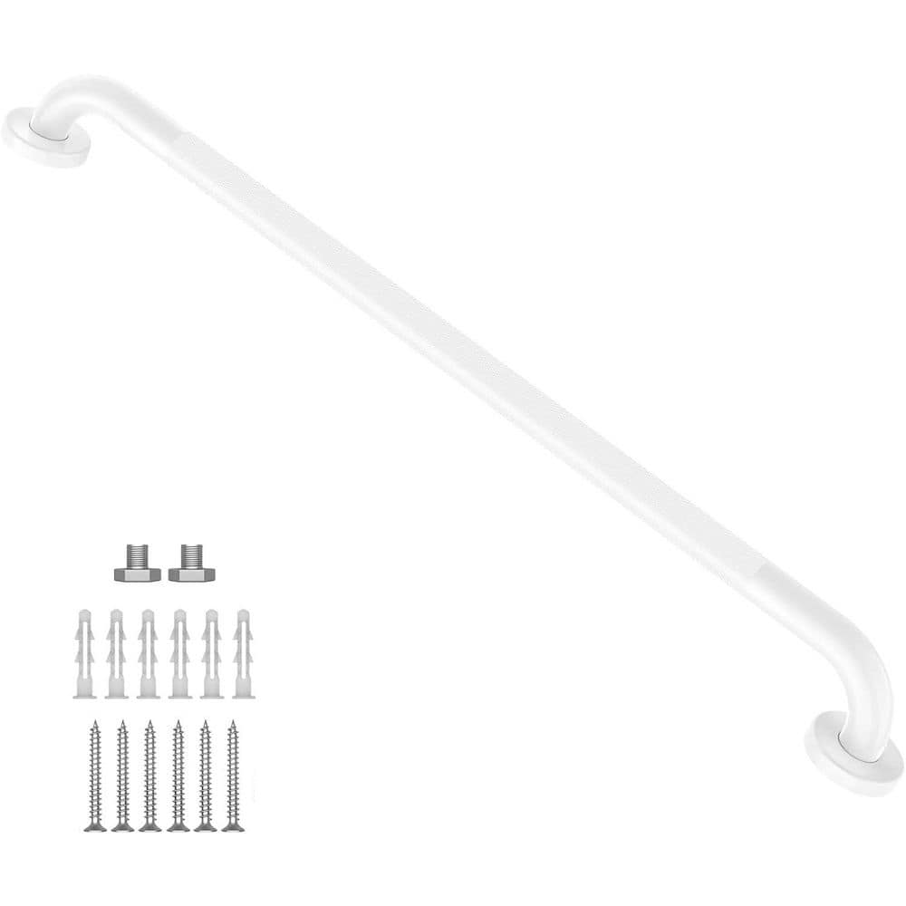 36 in. x 1.25 in. Concealed Screw Safety Grab Bar White Anti-Slip Knurled G