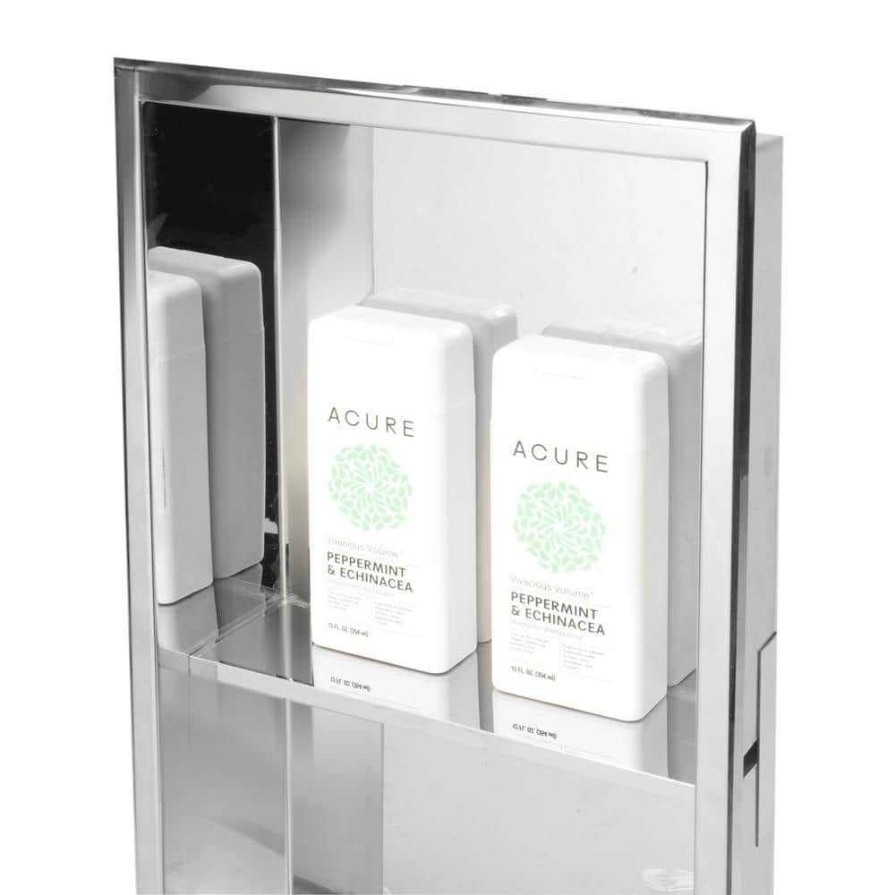 Polished Stainless Steel Double Shelf Shower Niche