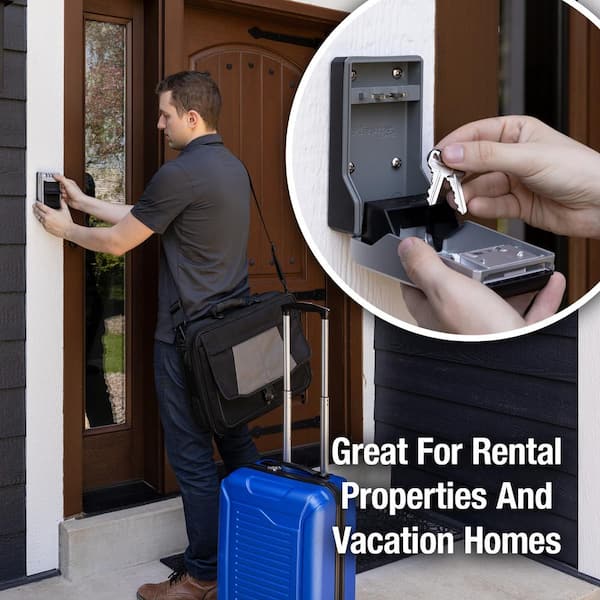 Large Wall Mount Outdoor Lock Box with Combination Dial and Key Tether