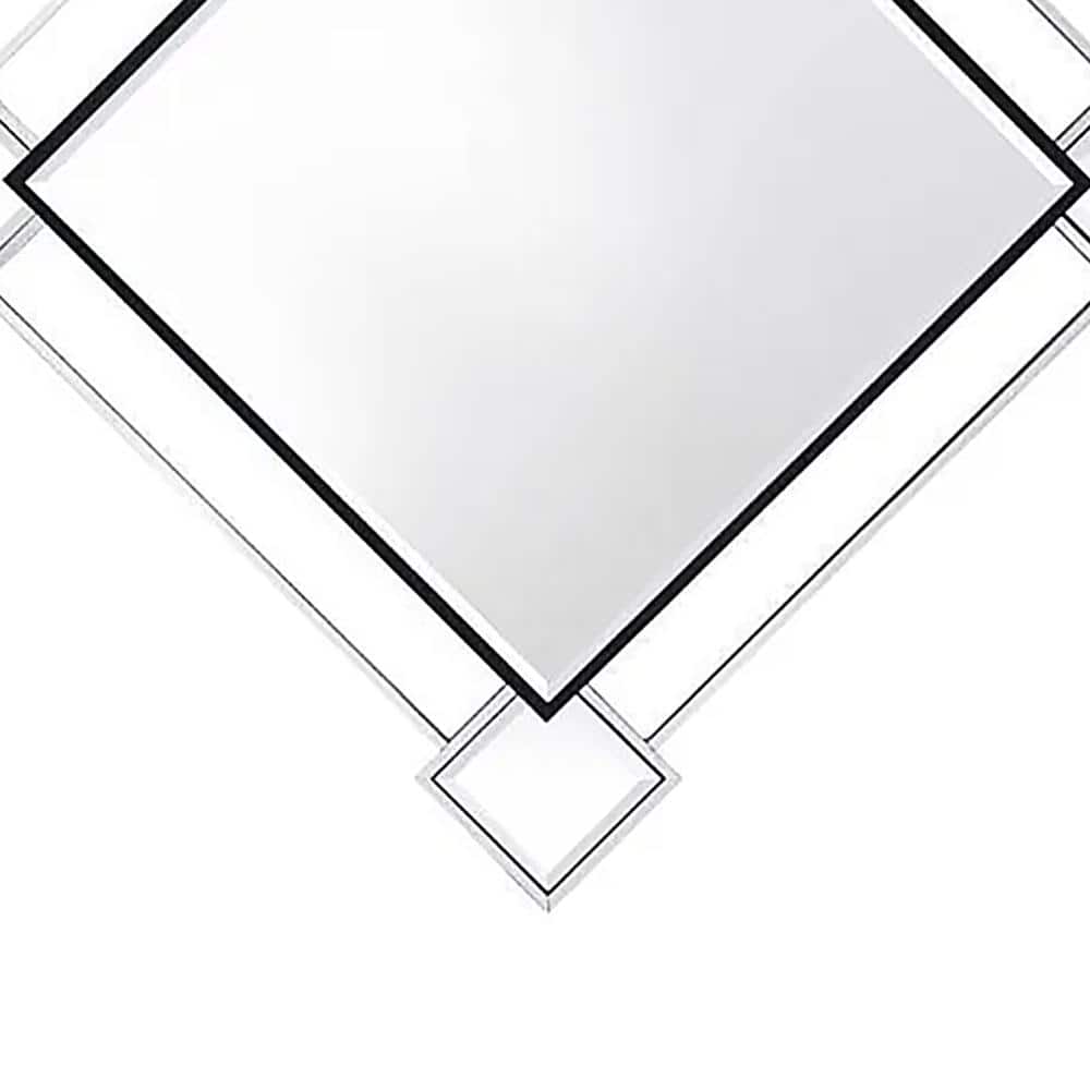Elegant Diamond-Shaped Geometric Wall Mirror with Mirrored Trim
