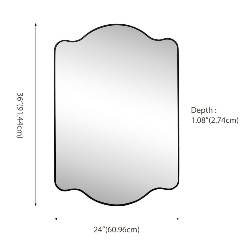 Viona 24"x36" Black Rippled Edge Rectangular Vanity Mirror