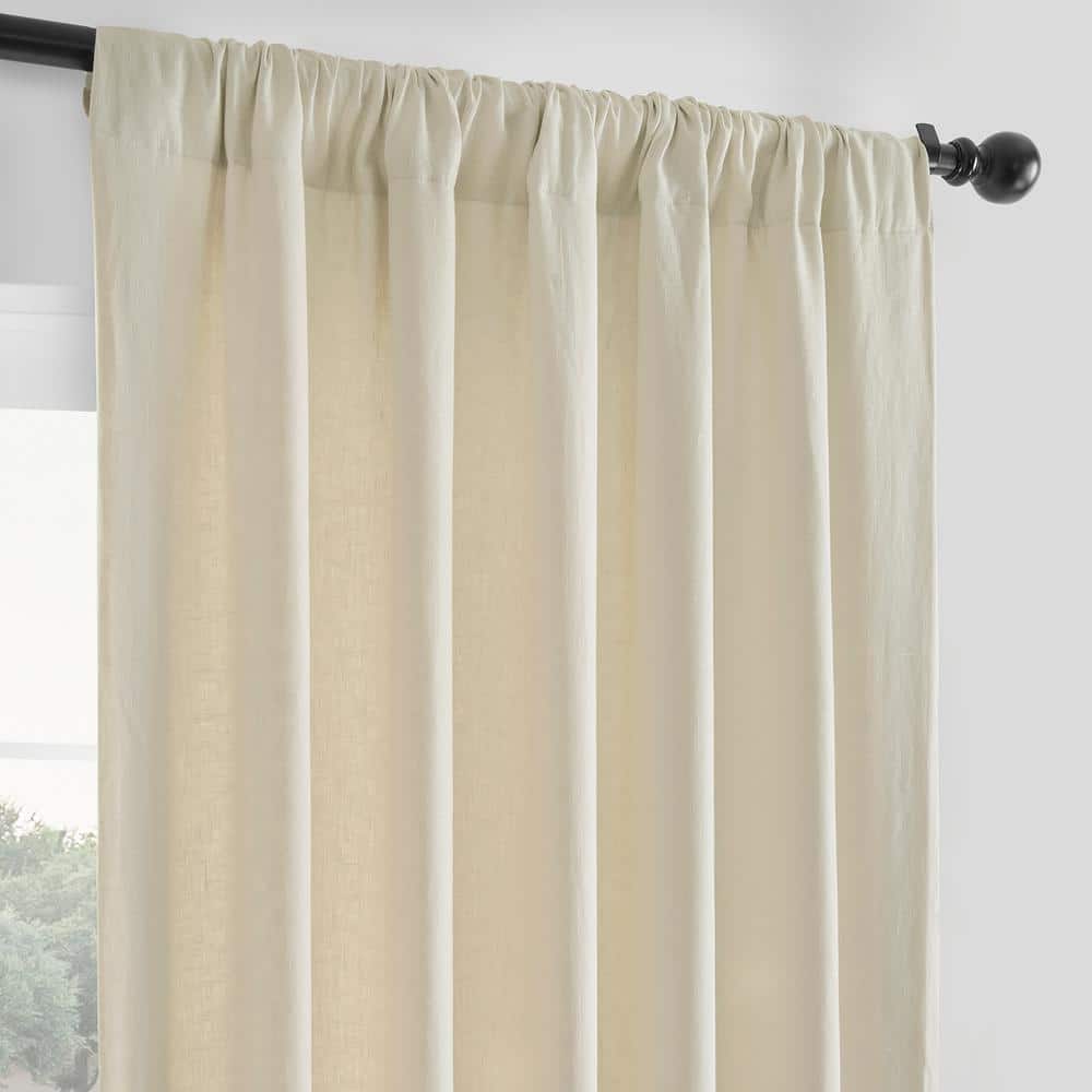 Ancient Ivory French Linen 120" Room-Darkening Curtain Panel