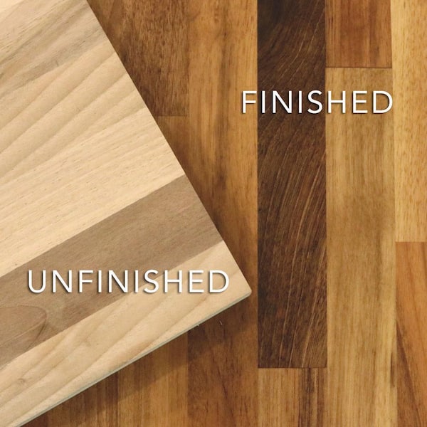 HARDWOOD REFLECTIONS - 8 ft. L x 25 in. D Unfinished Walnut Solid Wood Butcher Block Countertop With Square Edge