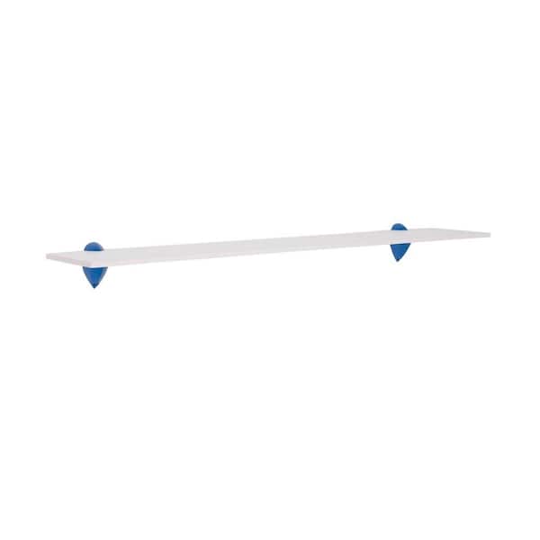Wallscapes 35.375 in. W x 7.125 in. D Puzzle White Shelf with Jazzy Blue Brackets Decorative Shelf Kit