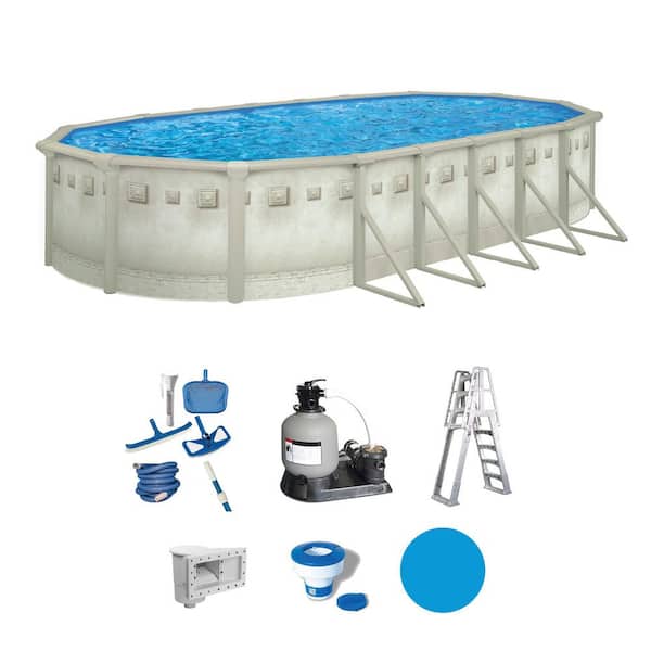 Palisades 18 ft. x 33 ft. Oval 52 in. Deep Above Ground Hard Sided Standard Pool Package