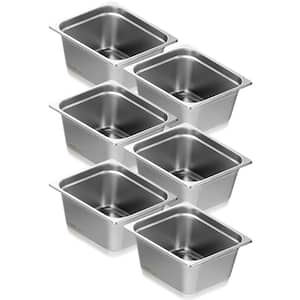 Hotel Pans, 9.8 qt. 1/2 Size Anti-Jam Steam Pan, 0.8 mm Thick Stainless Steel Restaurant Steam Table Pan 6 in. (6-Pack)