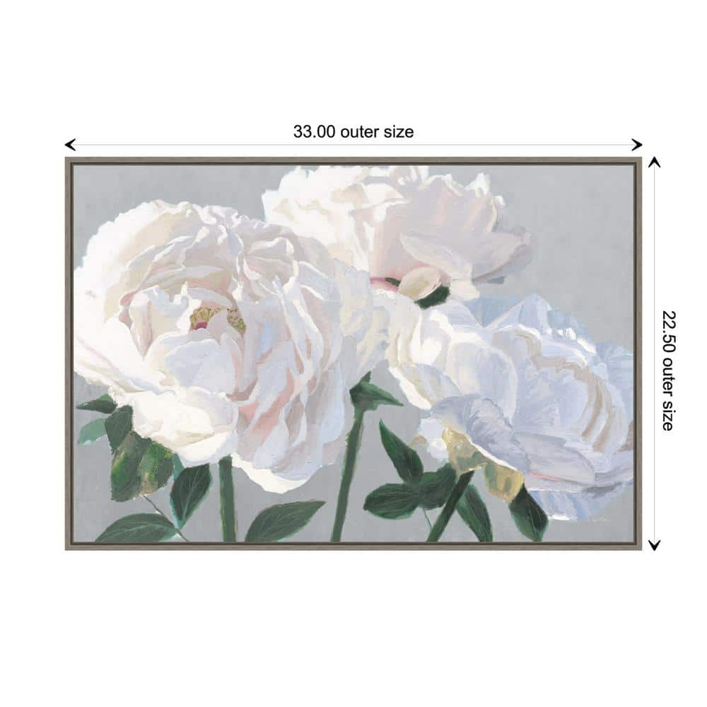 Essence of June I Gray Floral Canvas Wall Art with Distressed Greywash Frame