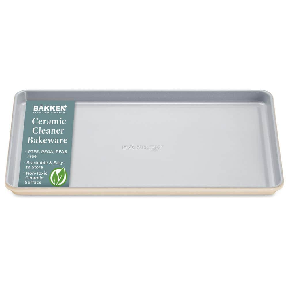 Premium Non-Stick Ceramic Baking Sheet Pan Medium Size (15.5 in. L x 10 in. W) – Cream - Thumbnail 4