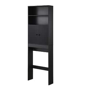 24.8in*7.87in*76.77in Black MDF Household Toilet Cabinet with 2 Barn Doors