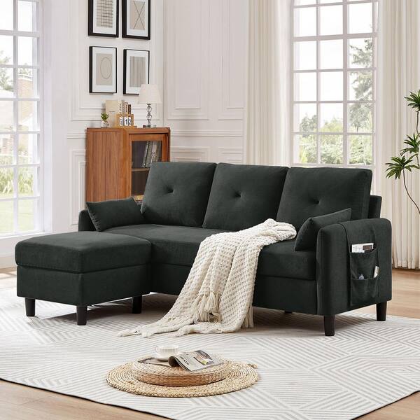 Lifestyle Solutions 78.7-in Casual Black Microfiber 3-seater Sofa