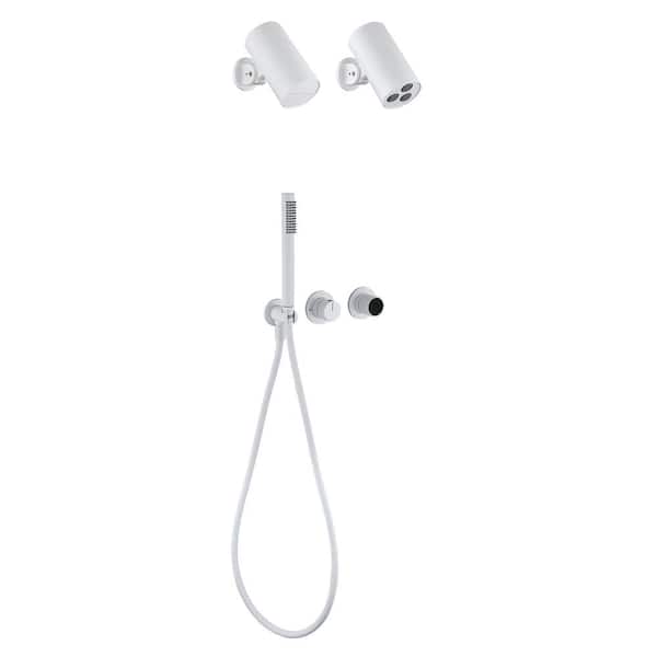 IHOMEadore Single Handle 3-Spray Tub and Shower Faucet 2.06 GPM in. Grey Valve Included in White