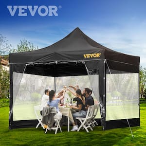 10 ft. x 10 ft. Pop Up Canopy Tent Outdoor Patio Gazebo Tent UV Resistant Waterproof Instant Gazebo Shelter in Black