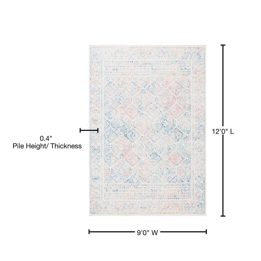 Ivory and Terracotta 9' x 12' Wool and Synthetic Area Rug