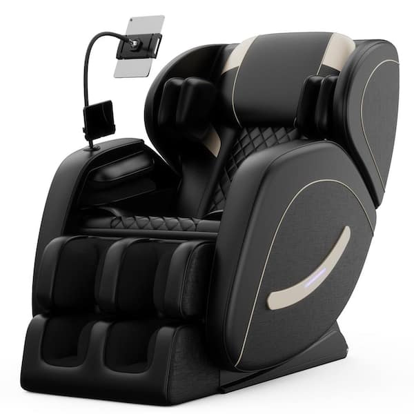 Pilan Black PU Leather Power Motorized Zero Gravity Reclining Massage Chair, Full Body Air Pressure, Lights